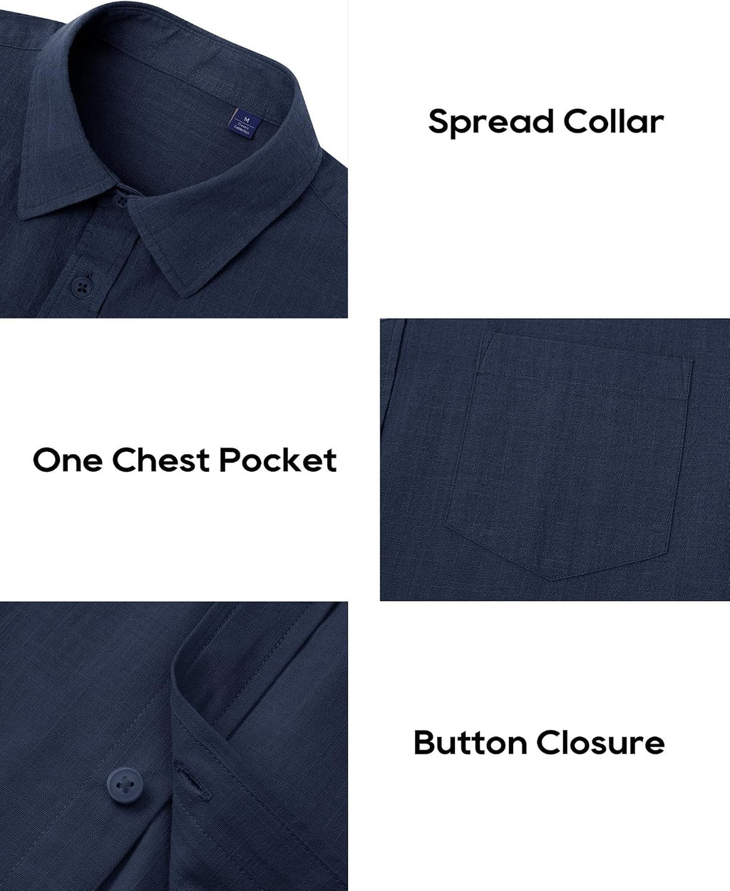 Alimens & Gentle Mens Linen Textured Shirt Long Sleeve Summer Beach Tops