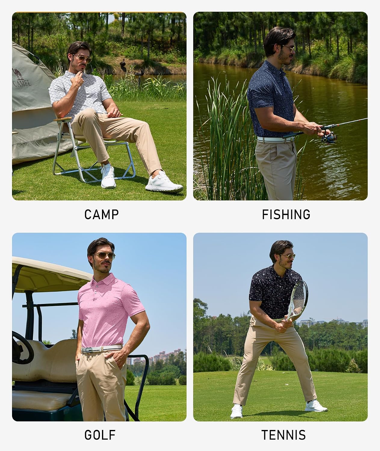 ZITY Mens Golf Polo Shirts Short Sleeve UPF 50+ Moisture Wicking Tshirt