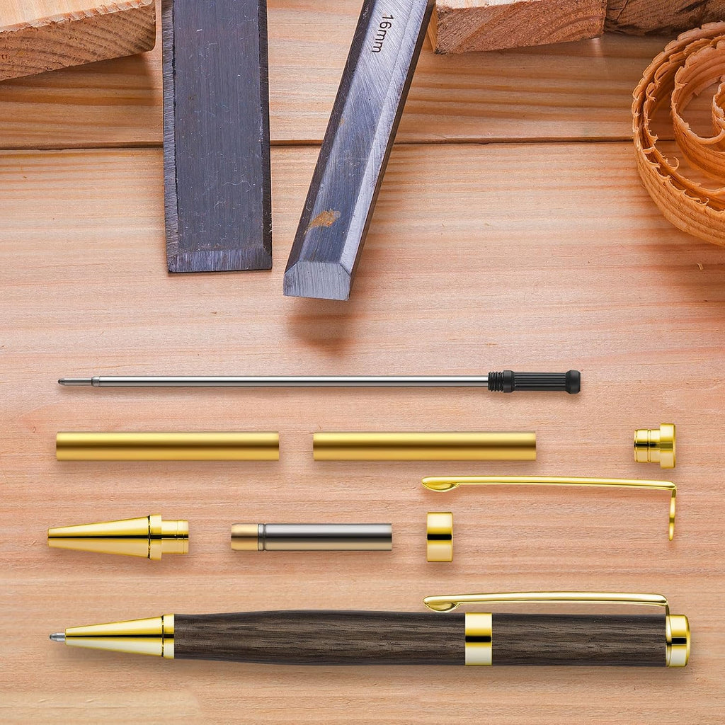 Colarr 20 Pcs 7mm Slimline Twist Pen Kit with Refill Wood, Assorted Color