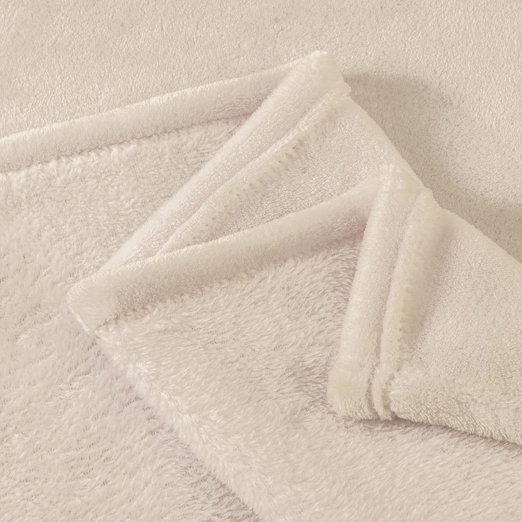 BEDELITE Fleece Blanket Soft Plush Throw for Couch Beige 50"x60"