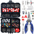 263pcs Fishing Accessories Set with Tackle Box Including Plier Jig Hooks Sinker Weight Swivels Snaps Sinker Slides