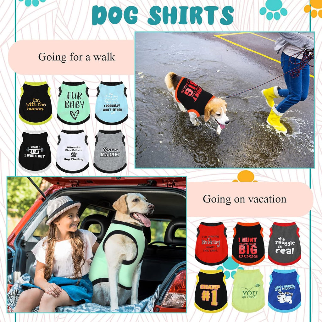 Bbto 12 Pcs Dog Shirts, Summer Printed Puppy Clothes,Medium
