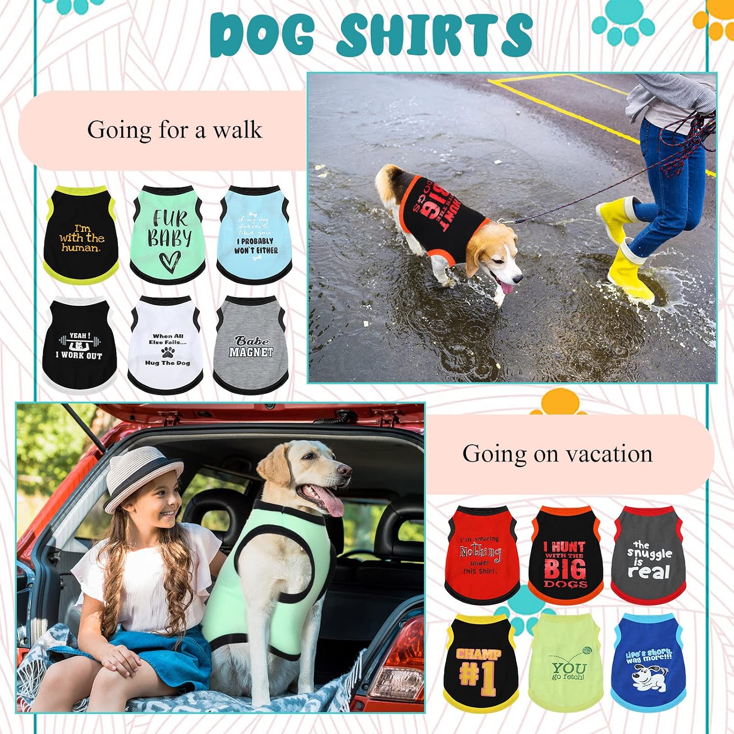 Bbto 12 Pcs Dog Shirts, Summer Printed Puppy Clothes,Medium