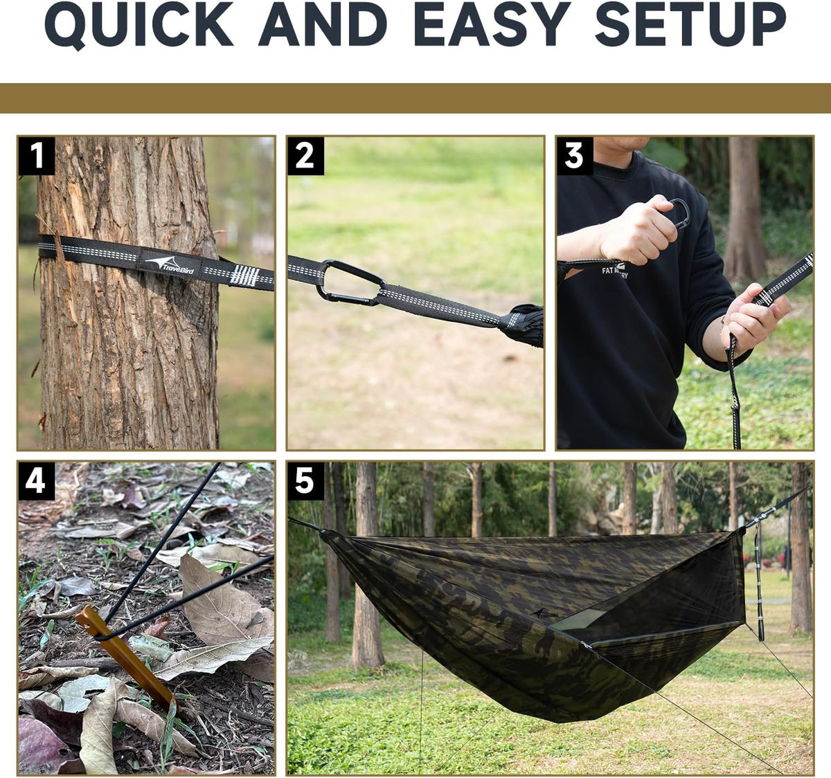 Camping Hammock with Mosquito Net, Sunshade and Ridge Rope, 2 Person