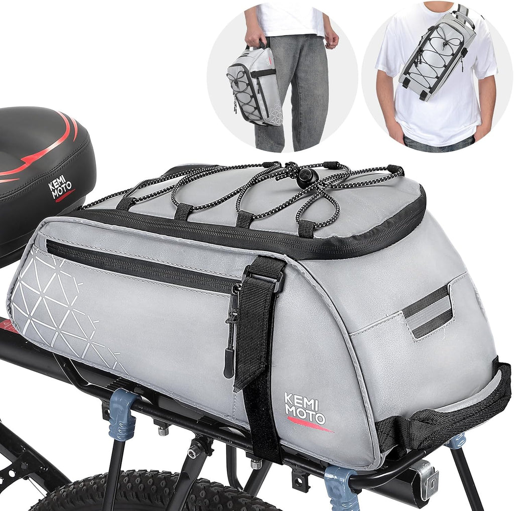 KEMIMOTO Rear Bike Rack Bag - 8L PVC Water Resistant Ebike Bags for Bicycle