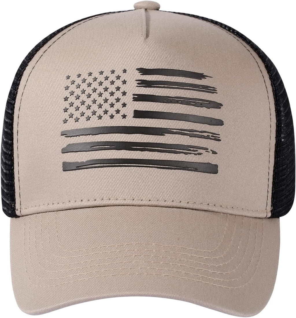Baseball Cap, American Flag Trucker Hat for Men Women, Breathable Adjustable Fit Outdoor Mesh Snapback Hats