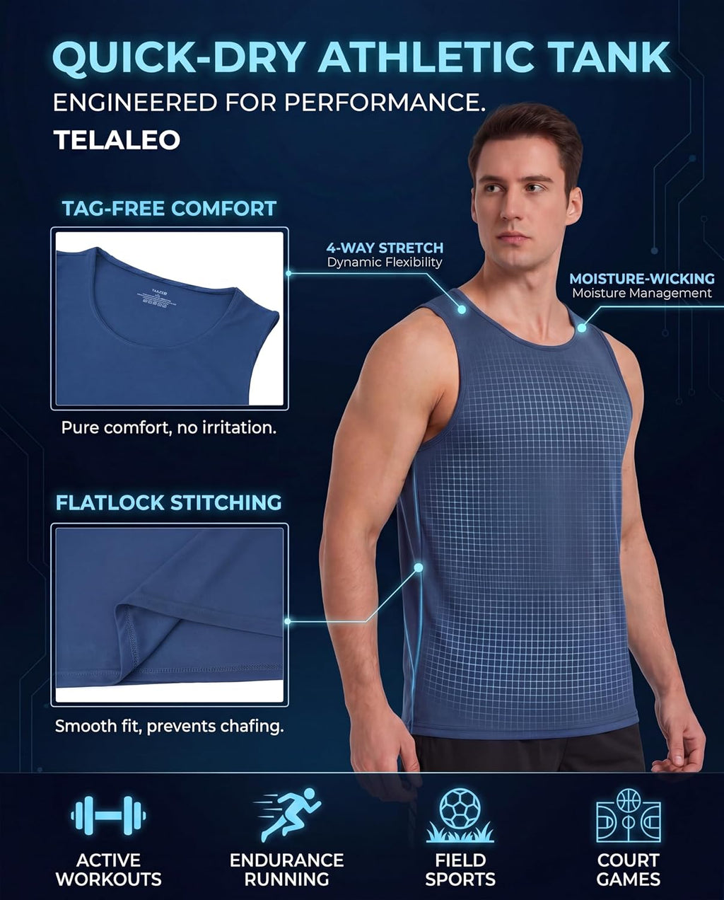 5 Pack Men's Workout Tank Tops Sleeveless Shirt Mesh Muscle Gym Fitness