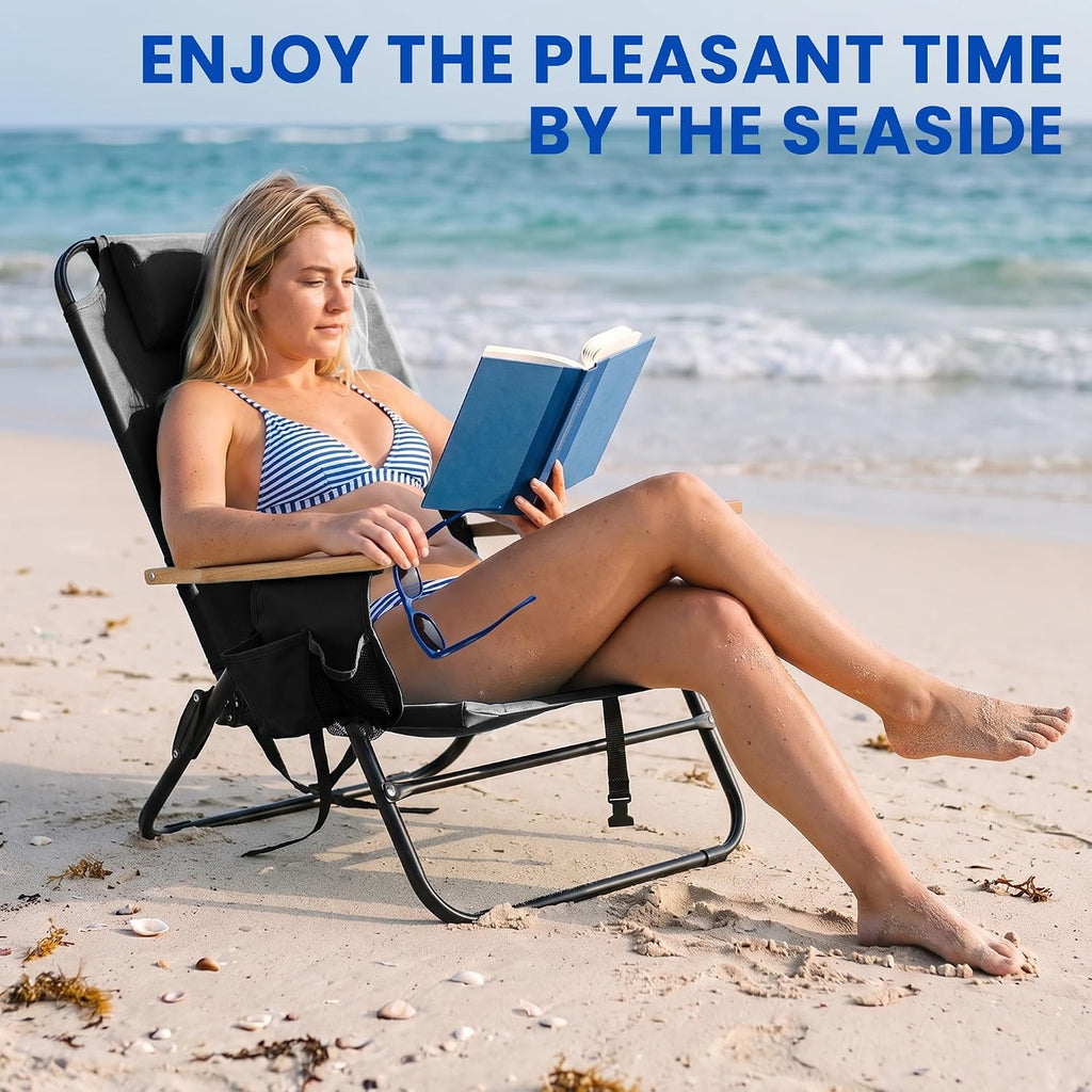 Portable Backpack Beach Chair for Adults,Black