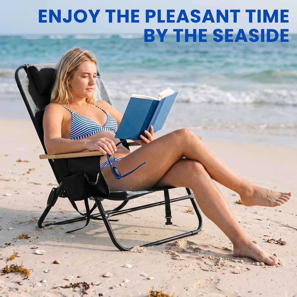 Portable Backpack Beach Chair for Adults,Black