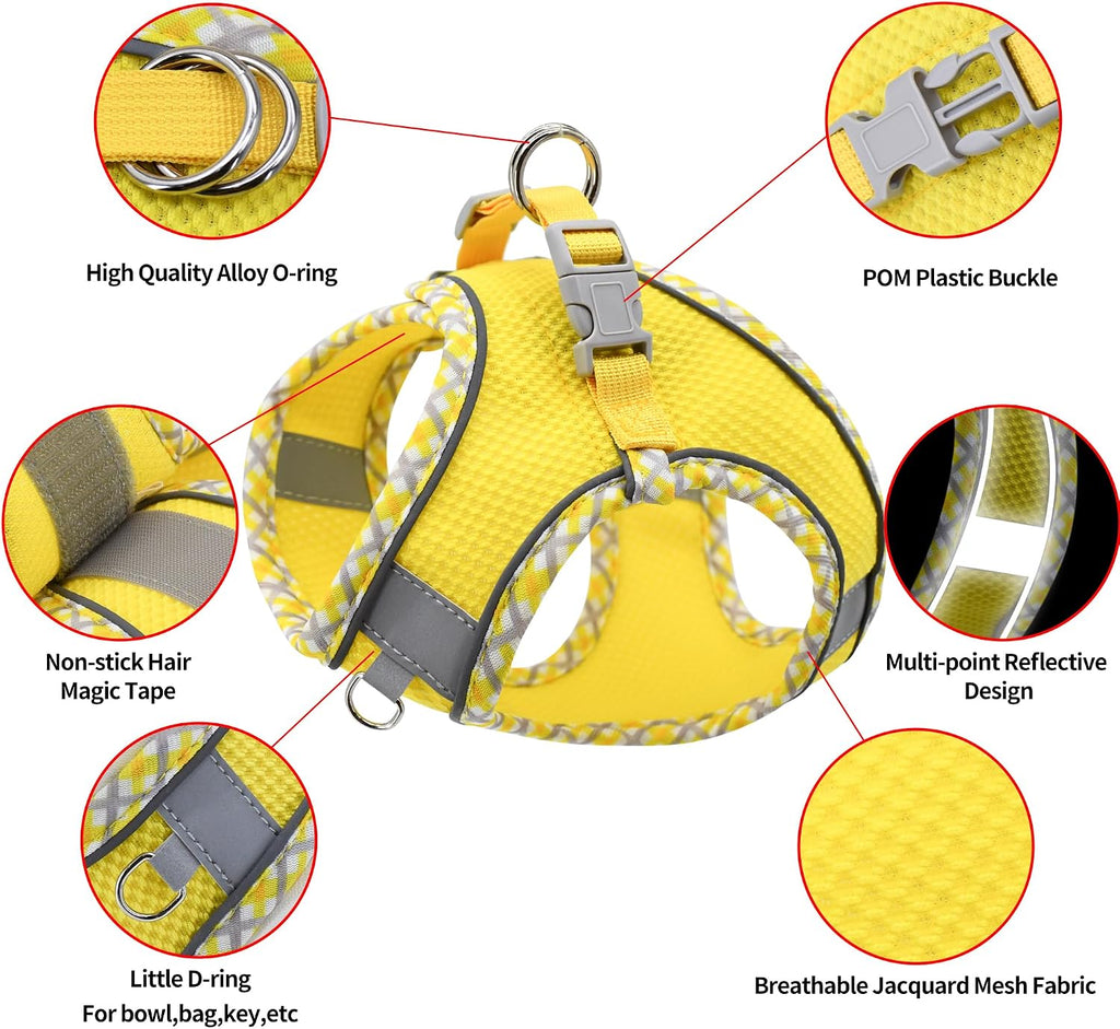 AIITLE Escape-Proof Dog Harnesss and Leash Set, Step in Pet Vest, Yellow L