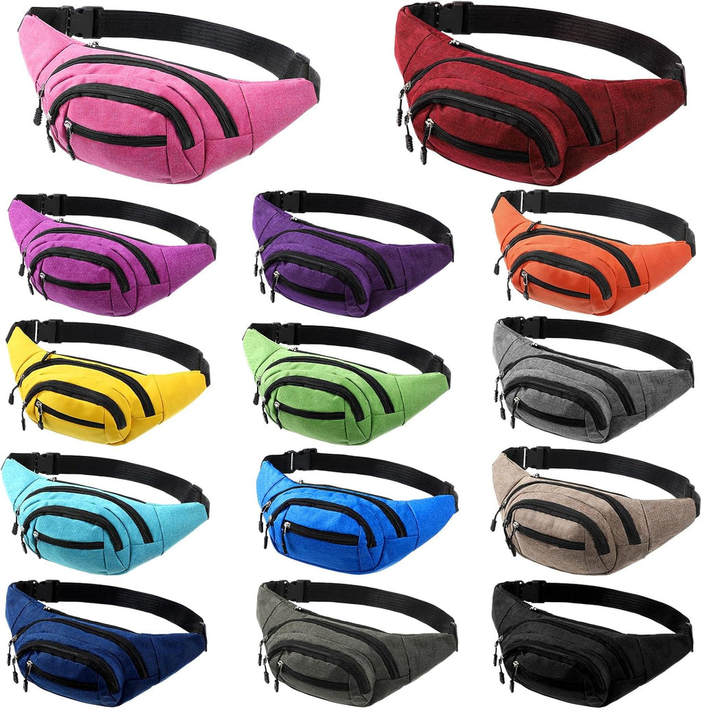 Kajaia 14 Pcs Fanny Pack Bulk Waterproof Waist,Classic Style,Mixed Color