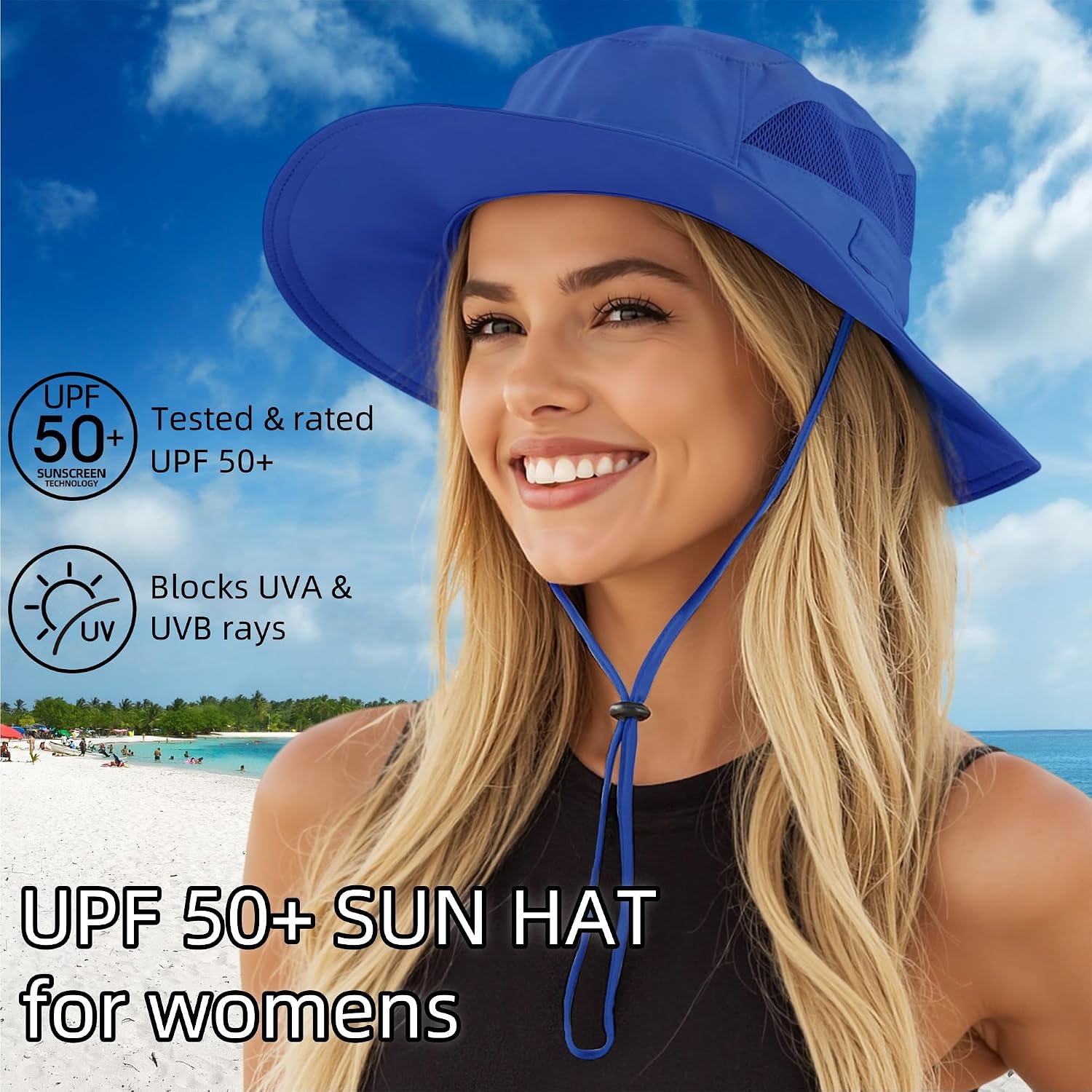 Connectyle Women's UPF 50+ Sun Hat UV Protection Wide Brim Bucket Hat Summer Beach Hats Fishing Hiking Outdoor Safari Hats