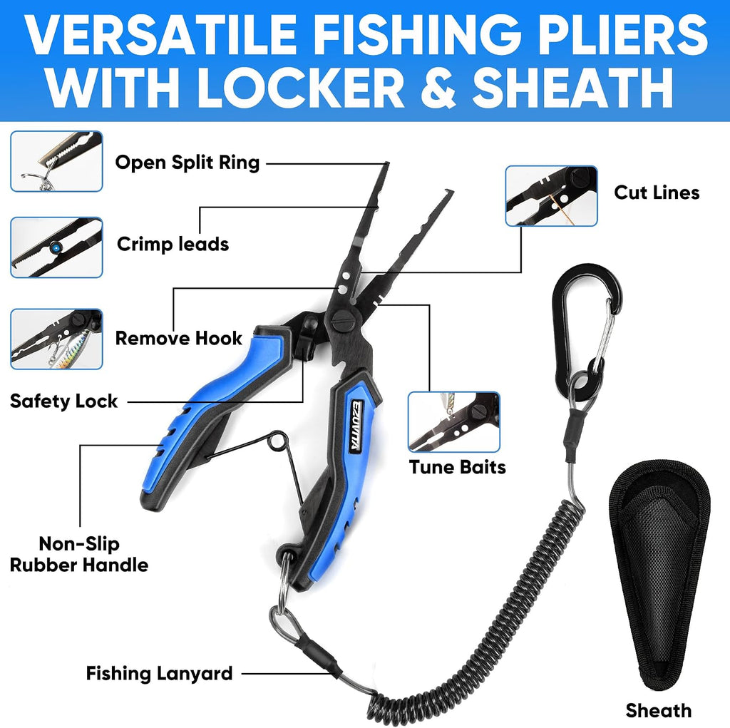 7-Piece Fishing Tool Kit with Pliers, Fillet Knife and Lip Gripper