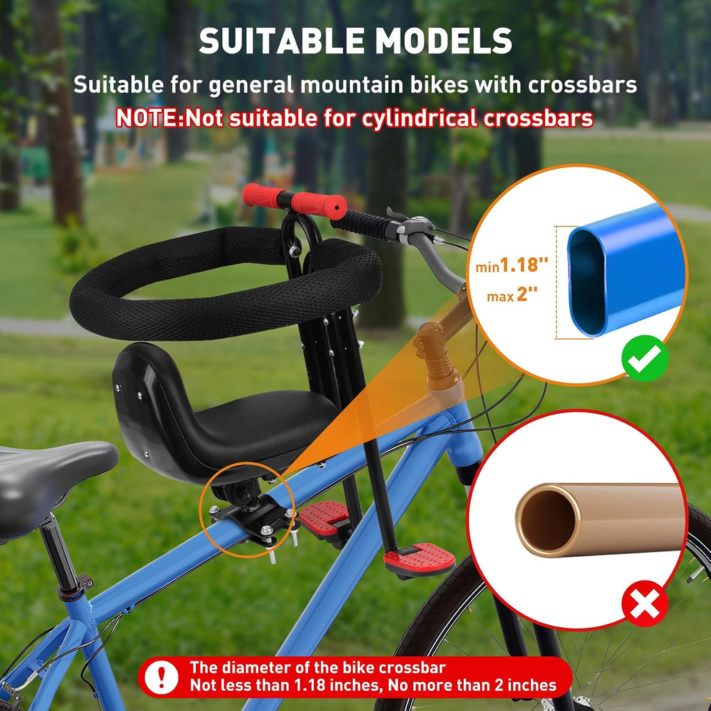 Kid's Bike seat Front Child Carrier Bike Chair for Bicycle Kids seat for Children 2~4 Years,Weight 55 lbs