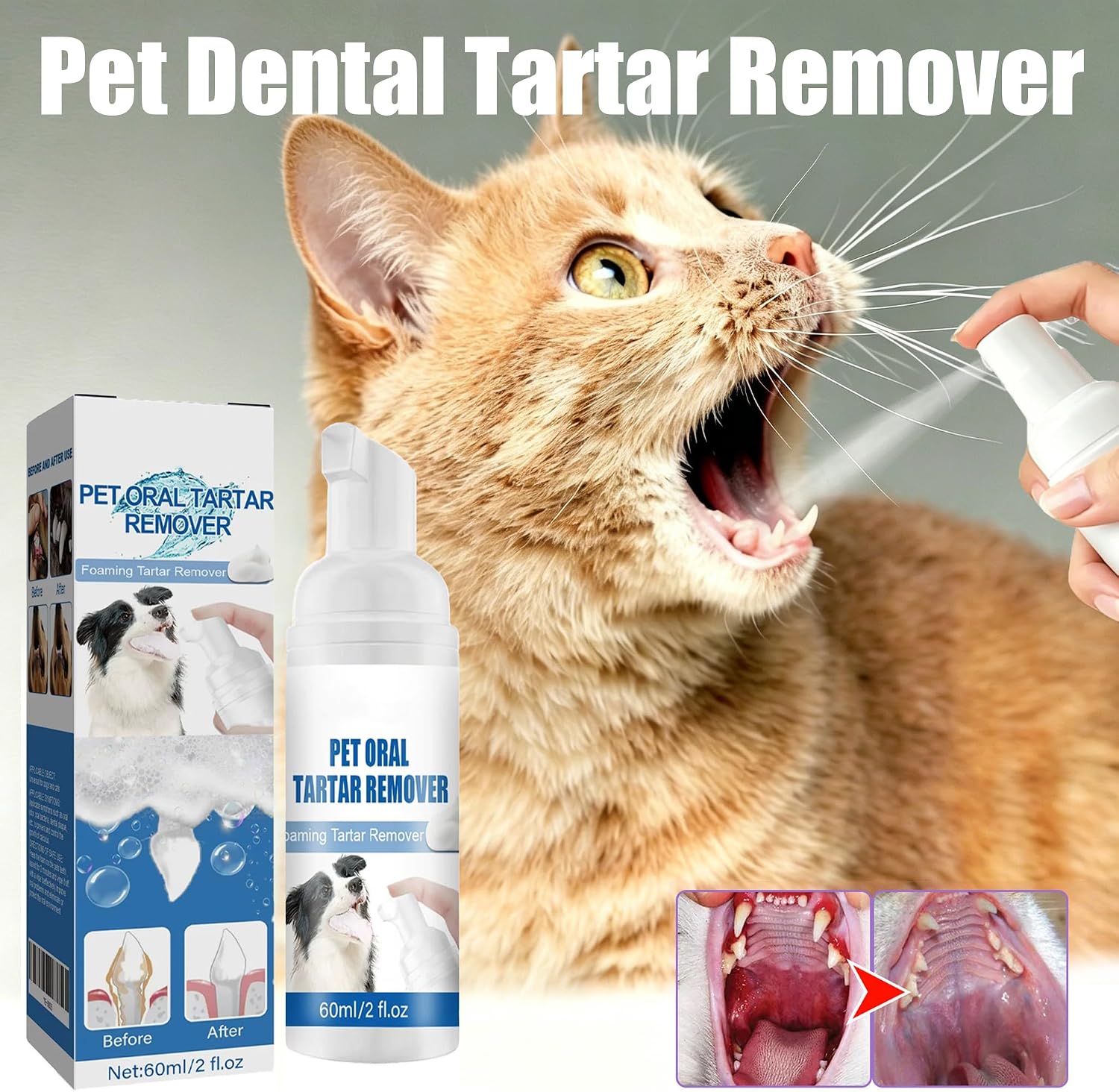 Pet Oral Tartar Remover Spray - Pets Oral Tartars Removers Foaming Tartars