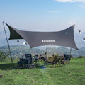 BLACKDOG Large Black Coating Camping Tarp with Poles, 216" L x 115" W
