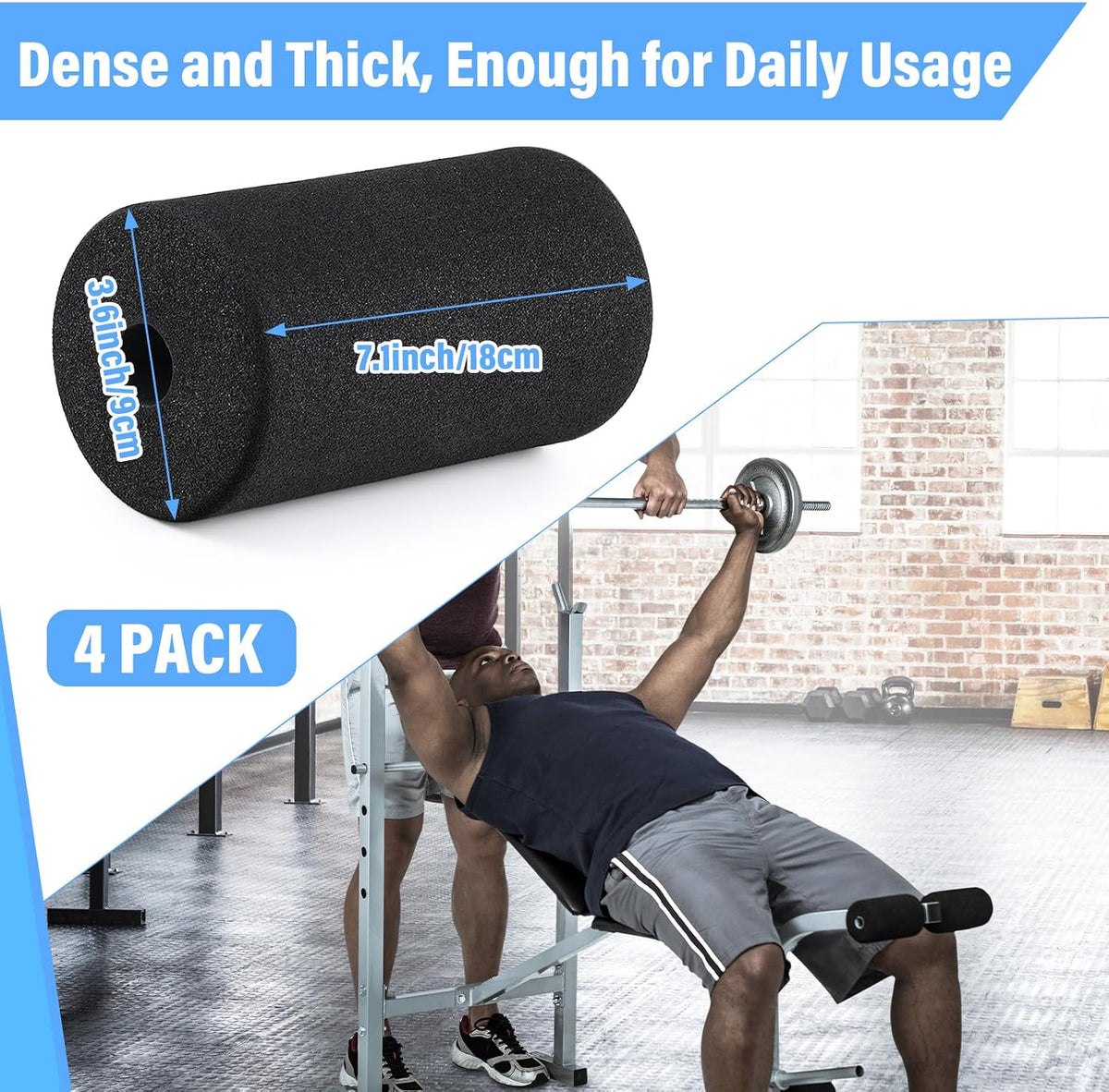 Deekin 4 Pcs Foam Foot Pad Rollers Tube Cover, 1 x 3.54 x 7.1 Inches