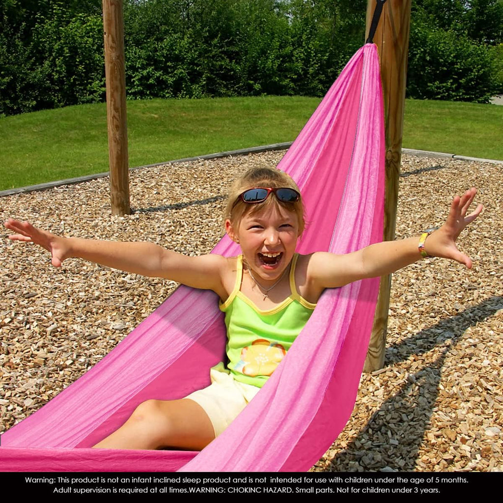 GRASSMAN Kids Hammock-Small Camping hammocks, Portable Camping Gear for Child Indoor/Outdoor use, with Tree Straps & Carabiners Pink