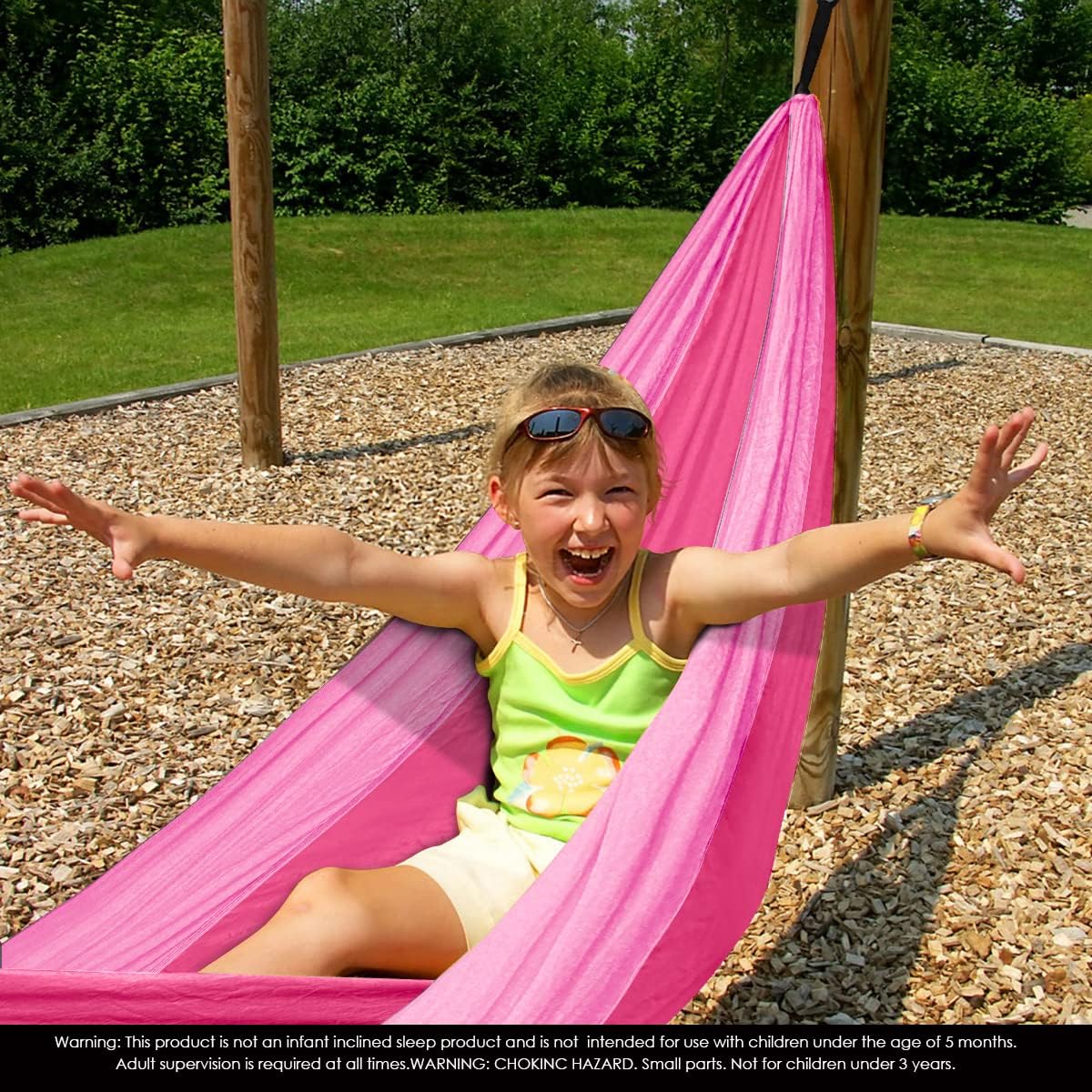 GRASSMAN Kids Hammock-Small Camping hammocks, Portable Camping Gear for Child Indoor/Outdoor use, with Tree Straps & Carabiners Pink