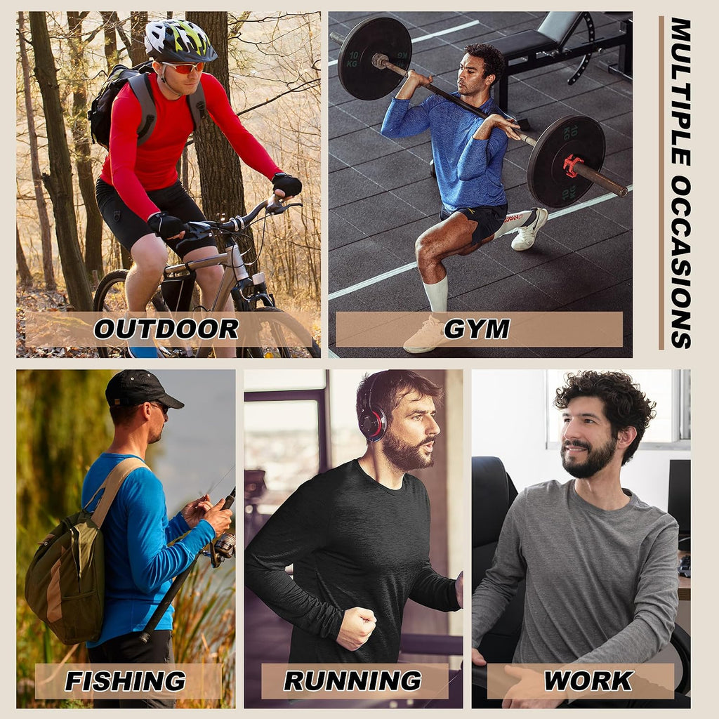 MLYENX 7 Pack Long Sleeve Shirts for Men Sun Protection Quick Dry