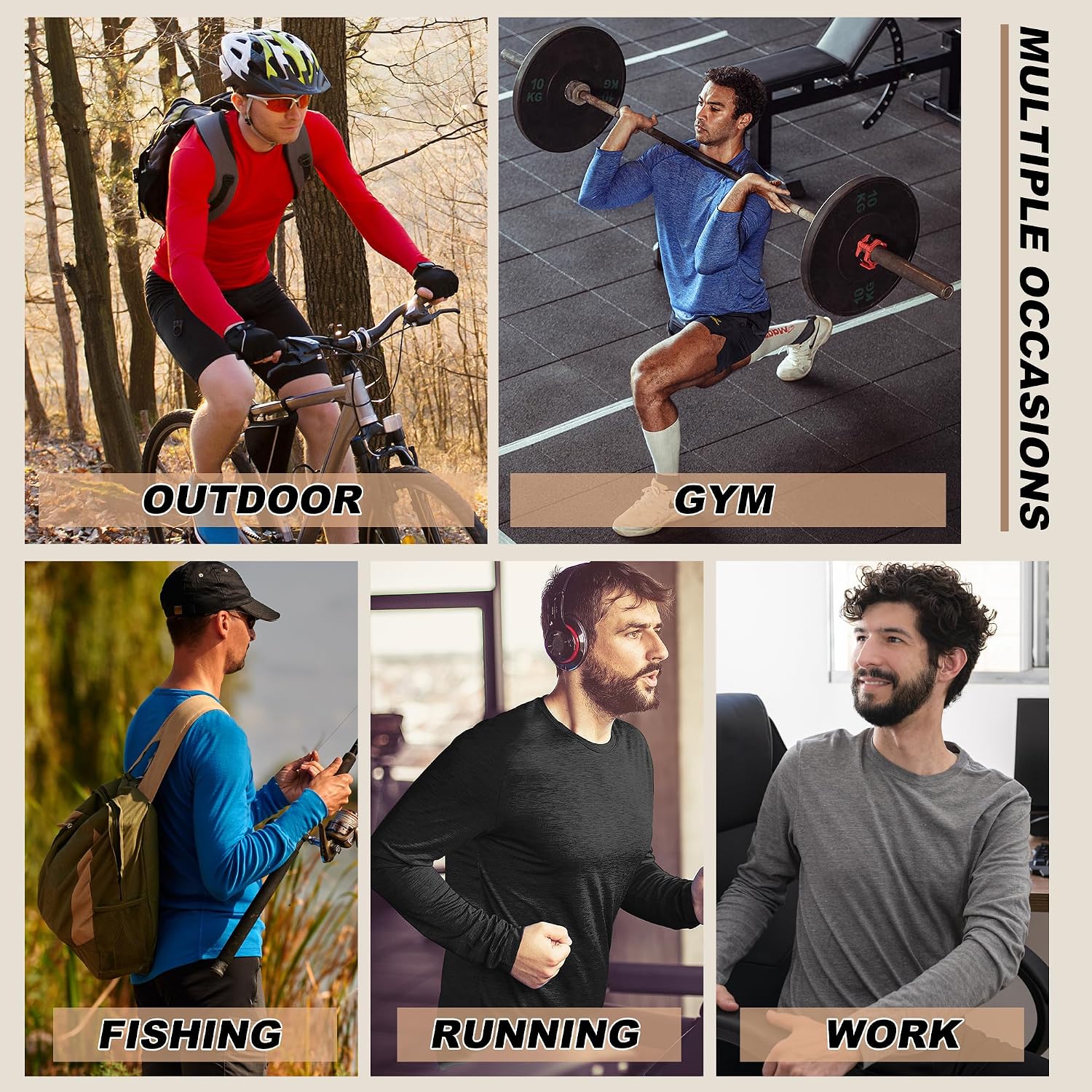 MLYENX 7 Pack Long Sleeve Shirts for Men Sun Protection Quick Dry