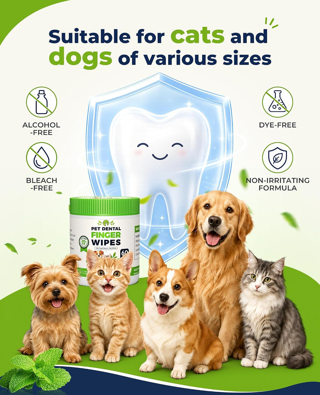 Dog Dental Wipes for Teeth Cleaning, Finger Toothbrush Wipes for Dogs Cats,Dog Teeth Cleaning Wipes Reduce Bad Breath & Plaque Tartar, No-Rinse Daily Oral Care,Dog Toothbrush & Toothpaste Alternatives
