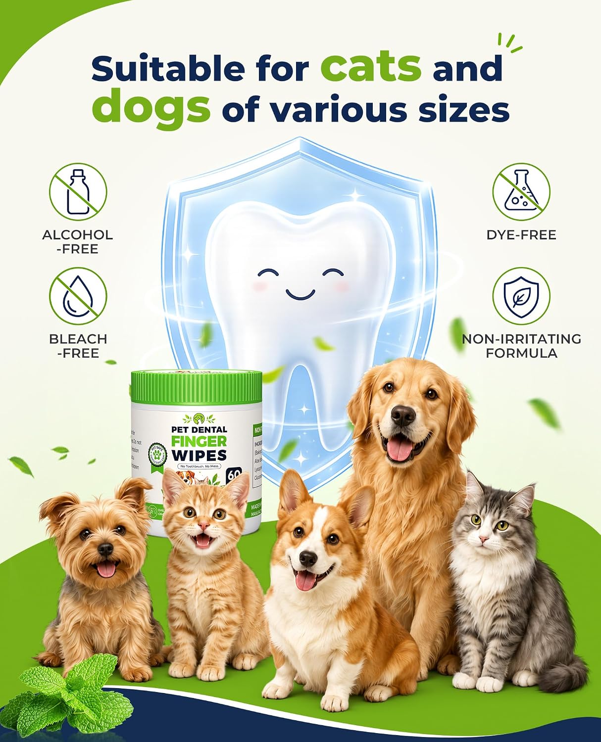 Dog Dental Wipes for Teeth Cleaning, Finger Toothbrush Wipes for Dogs Cats,Dog Teeth Cleaning Wipes Reduce Bad Breath & Plaque Tartar, No-Rinse Daily Oral Care,Dog Toothbrush & Toothpaste Alternatives