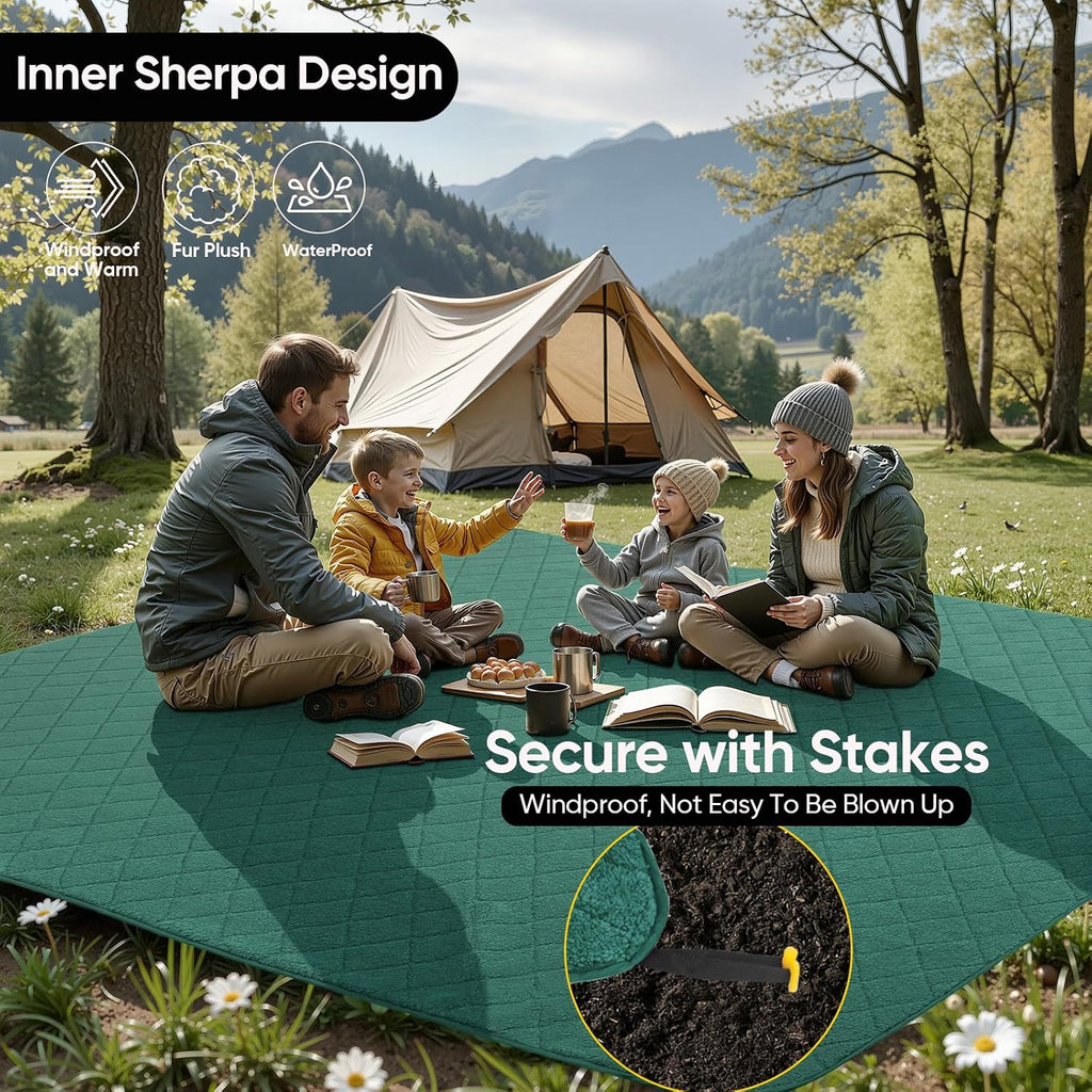 Waterproof Outdoor Blanket 82"x55", Windproof & Warm, 300 GSM Sherpa Lining