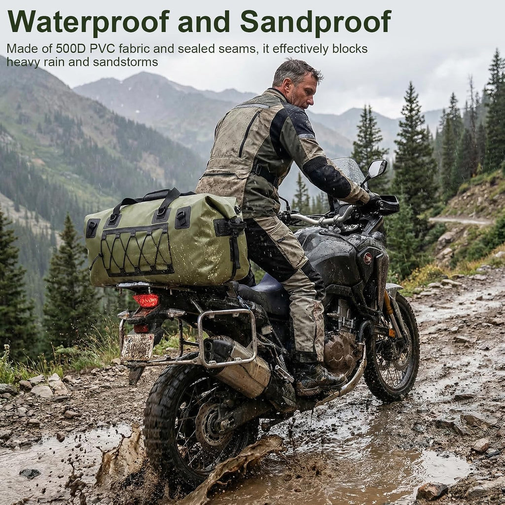 Waterproof Duffel Bag, 70L Large Roll Top Motorcycle Dry Backpack