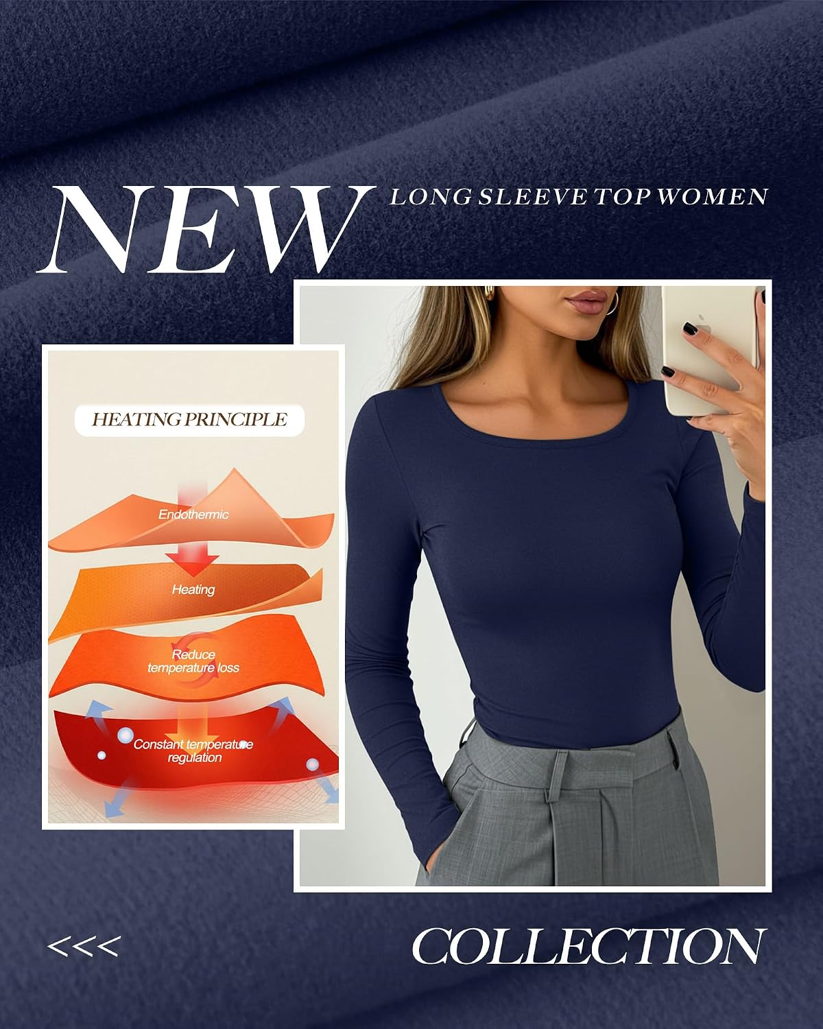 Neer 3 Pack Womens Thermal Shirts Crew Neck Fleece Lined Tops