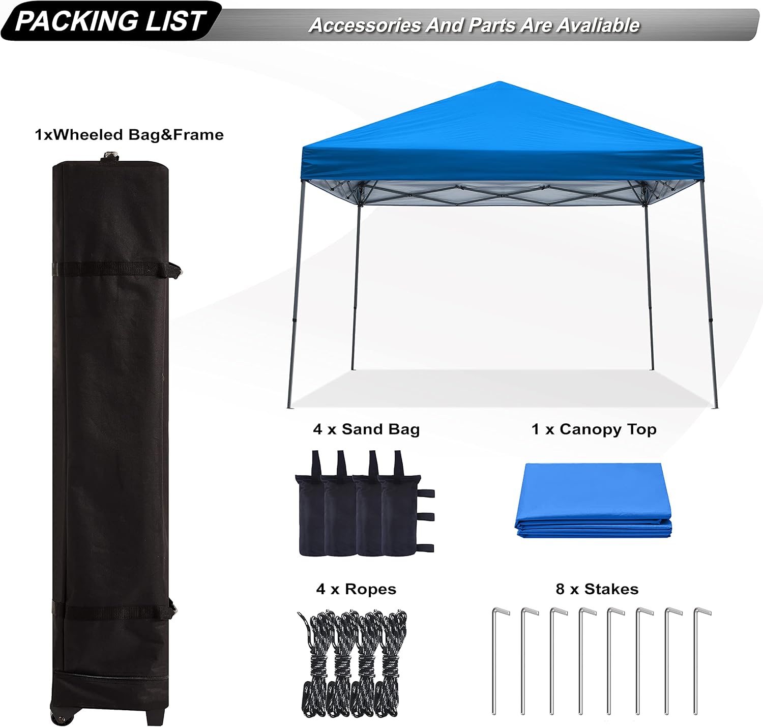 ABCCANOPY 11x11 Pop Up Canopy Tent, Slant Leg Outdoor Shade, Royal Blue