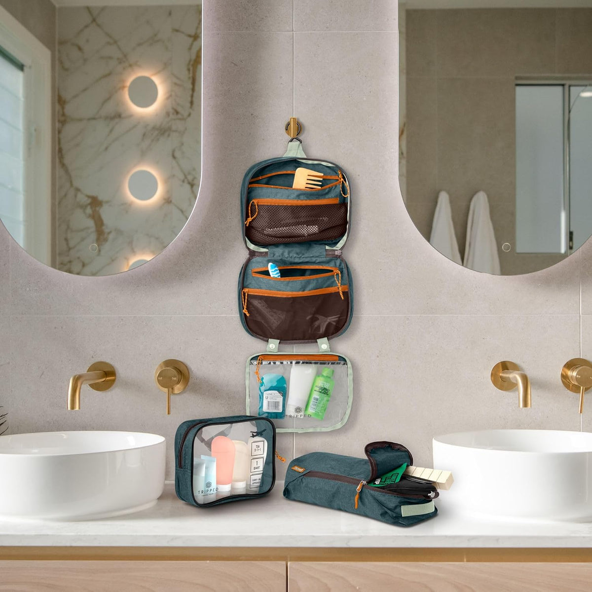 TRIPPED Travel Gear 3-Piece Travel Toiletry Bag Set