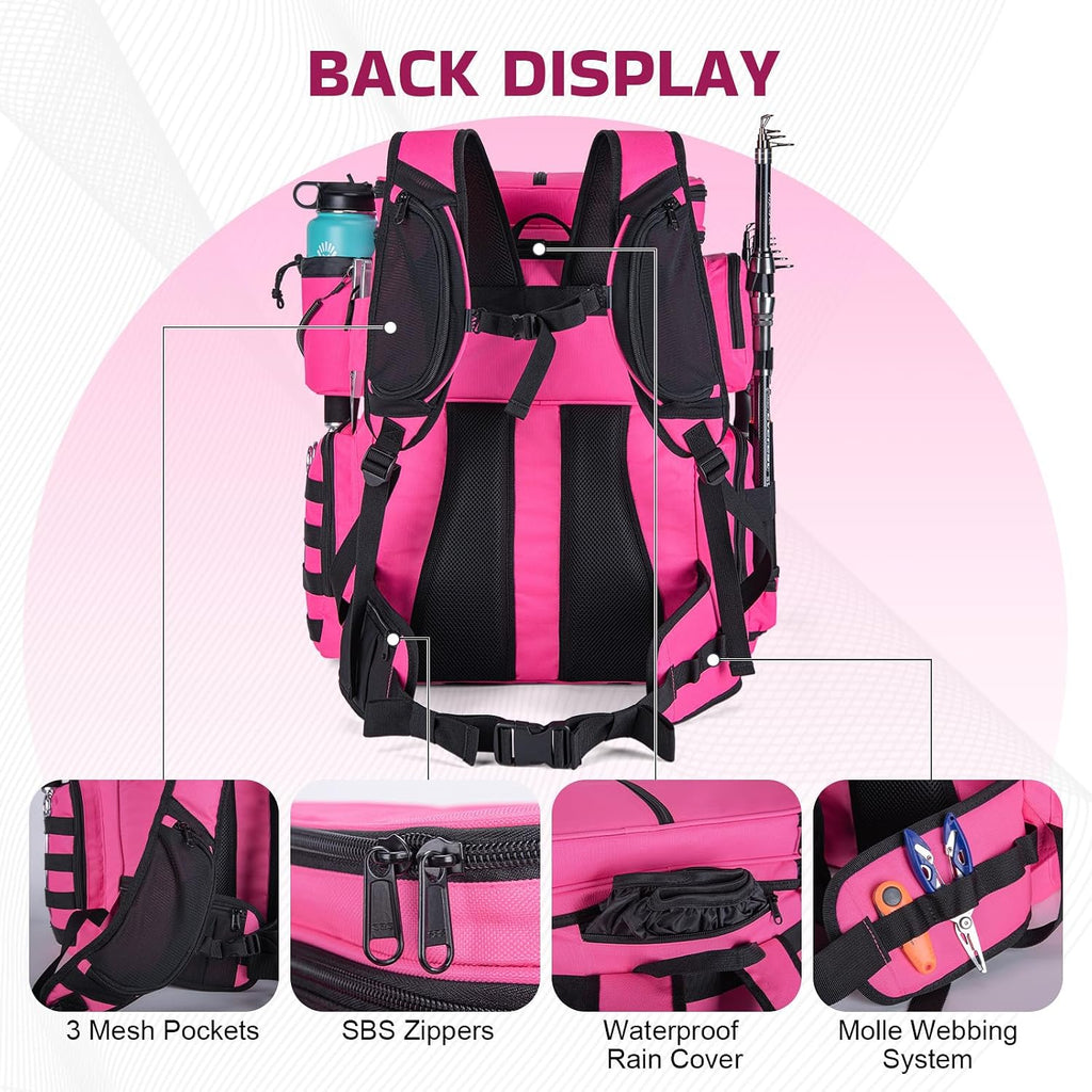 Goture Fishing Backpack with Cooler,77L Large Tackle Backpack &Rod Holders