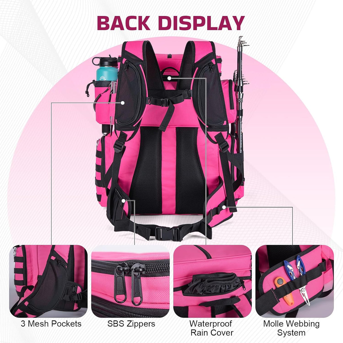 Goture Fishing Backpack with Cooler,77L Large Tackle Backpack &Rod Holders