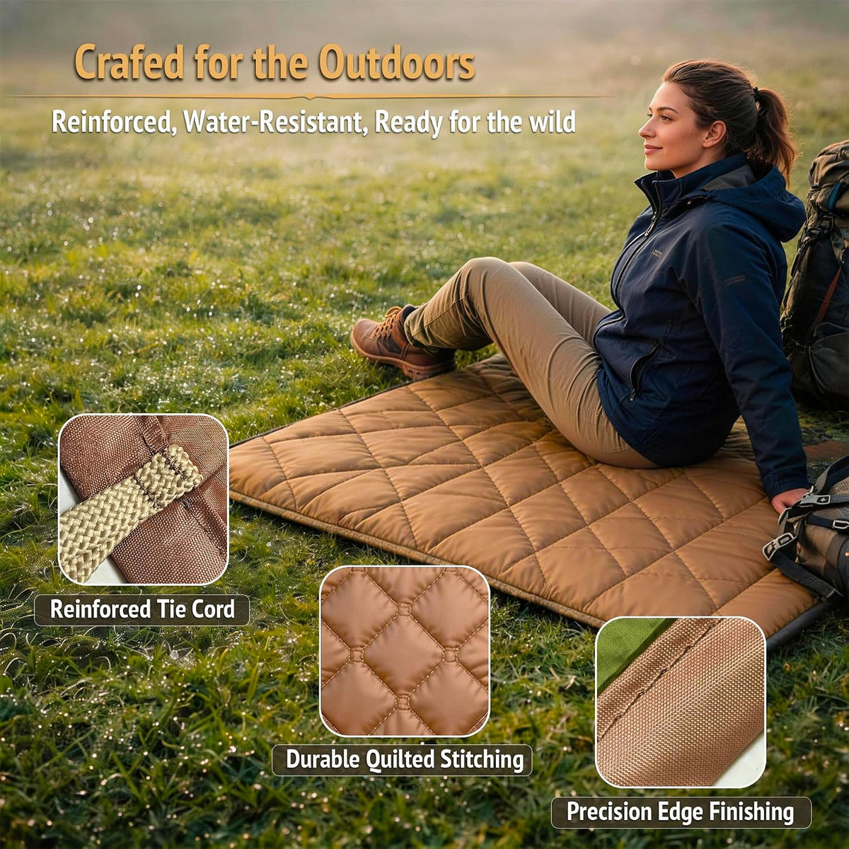 Insulated Camping Blanket | Military Poncho Liner for Outdoor Hiking Backpacking Travel Hunting & Survival, Lightweight & Packable with Compression Bag, Water Resistant (od_Coyote)