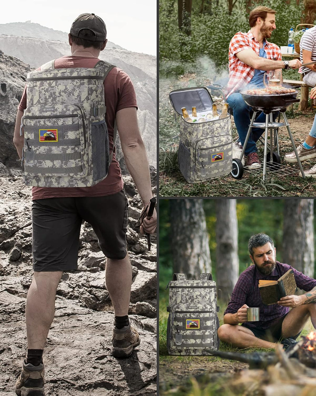 TACTICISM Tactical Cooler Backpack Insulated Leak-Proof - 24L Heavy Duty Lunch Backpack for Men Women Adults, Soft Ice Chest Backpack as Gift Work Hiking Camping Fishing Accessories