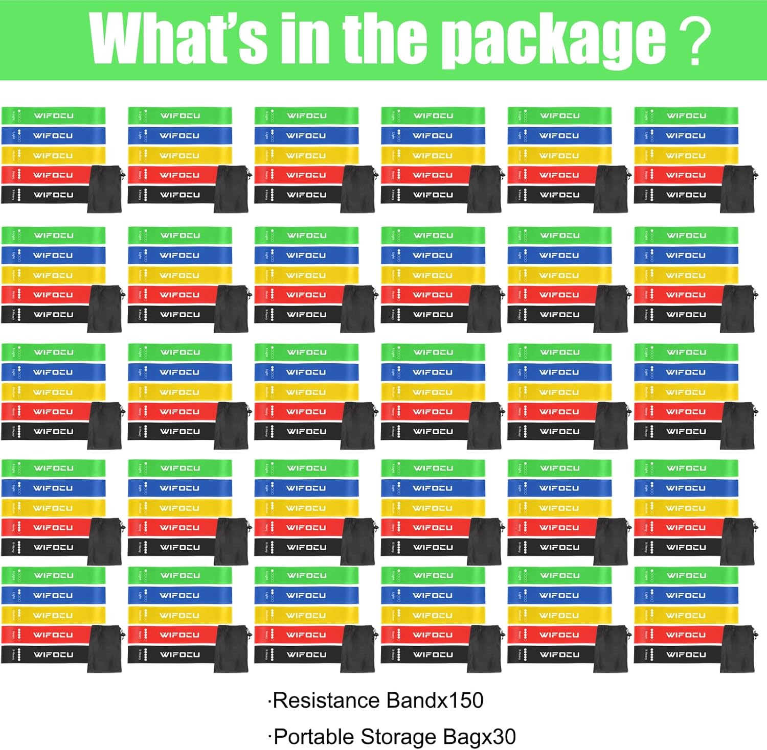 150 Pcs Bulk Fitness Resistance Bands Set for Gym Members Sports Class Students Gift, 5 Pieces Each with Storage & Carry Bag, Professional Grade Elastic Bands for Home Outdoor Workout Yoga Pilates