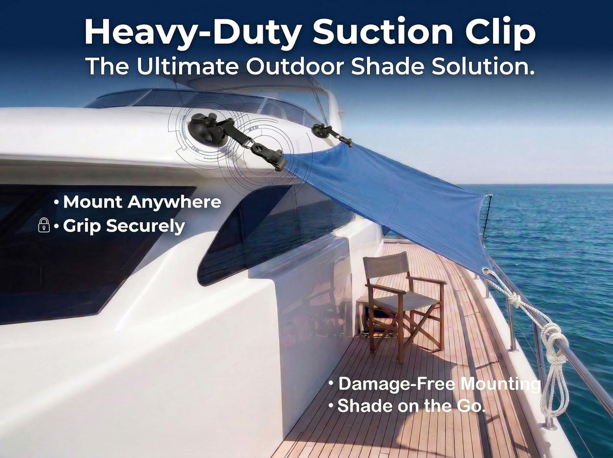 Heavy Duty Suction Cup Hooks with Tarp Clips for Car Awning, 8 pieces