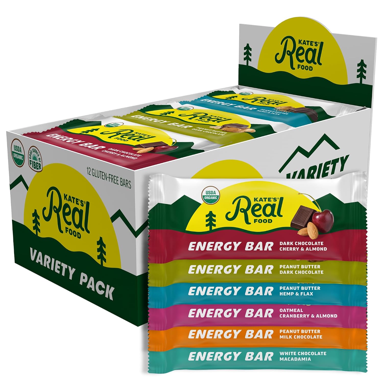Kate's Real Food Organic Energy Bars Peanut Butter Hemp Flax (2.2 oz, 6 ct)