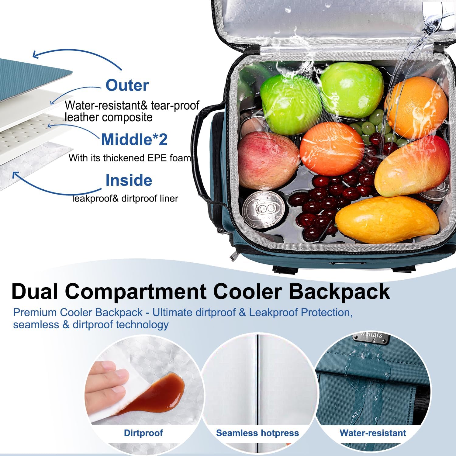 Weitars Insulated Cooler Backpack,Waterproof Soft Cooler Bag 31L/52 Can