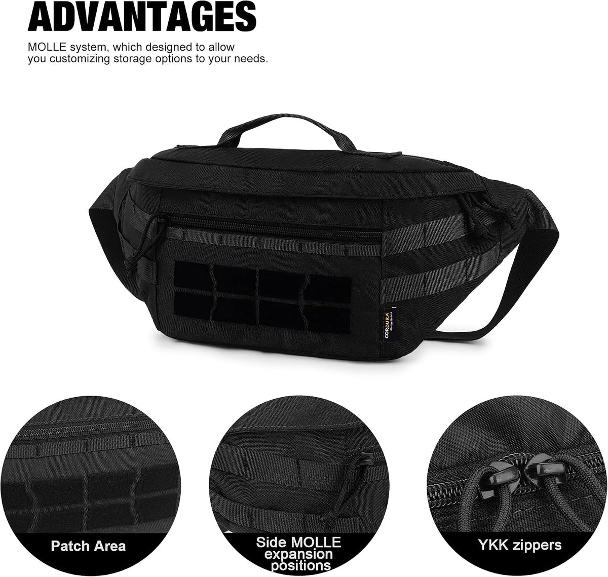 Mardingtop Tactical Fanny Pack for Men Military Crossbody Waist Belt Hip Bag for Outdoor Travel,Hiking,Running,Walking,Fishing,EDC