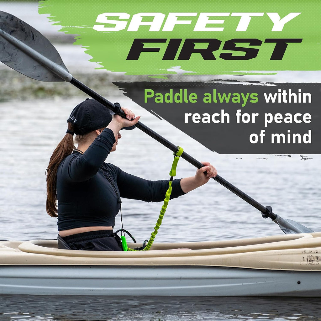 Kayak Paddle Leash, Stretchable Bungee Cord w/ Carabiner Clip