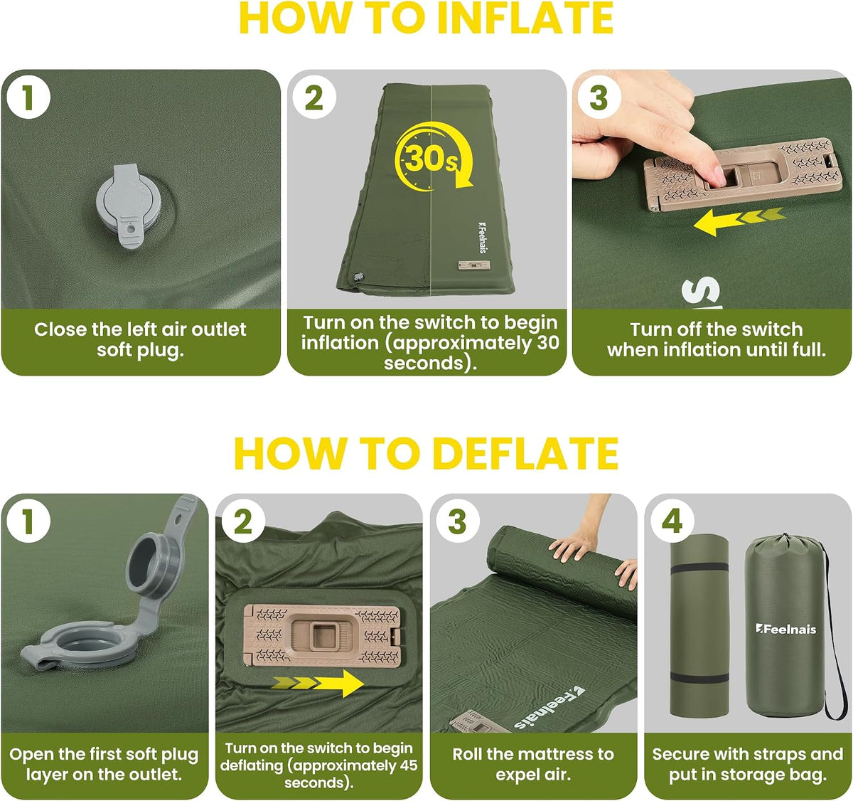 Self Inflating Sleeping Pad with Electric Pump