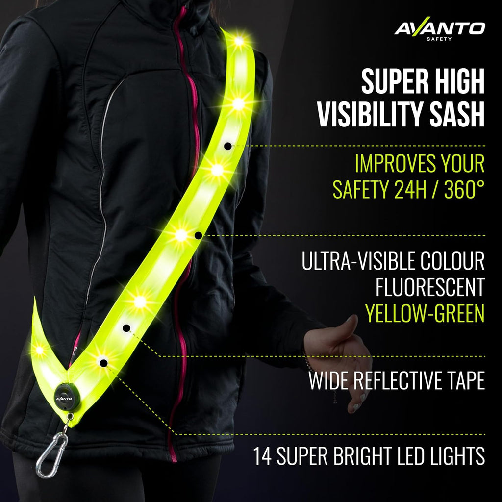 AVANTO LED Reflective Sash,Original, Running Lights for Runners,USB Rechargeable