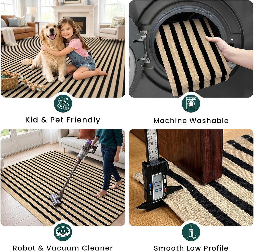 KOZYFLY Brown and Black Area Rug 3x5 Ft Washable