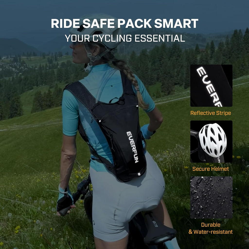EVERFUN Hydration Backpack Running Vest Small Hiking Water Backpack with 1.5L Water Bladder, Lightweight Reflective Phone Holder Hydro Pack for Trail Running, Biking, Race, Marathons