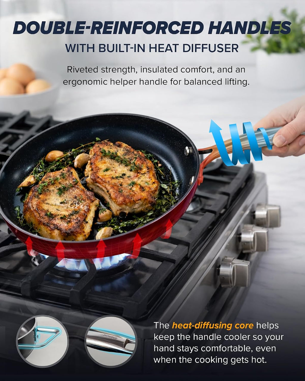 Nuwave Essential Series 5PC Ceramic Cookware Set PFAS-Free, Dishwasher Safe