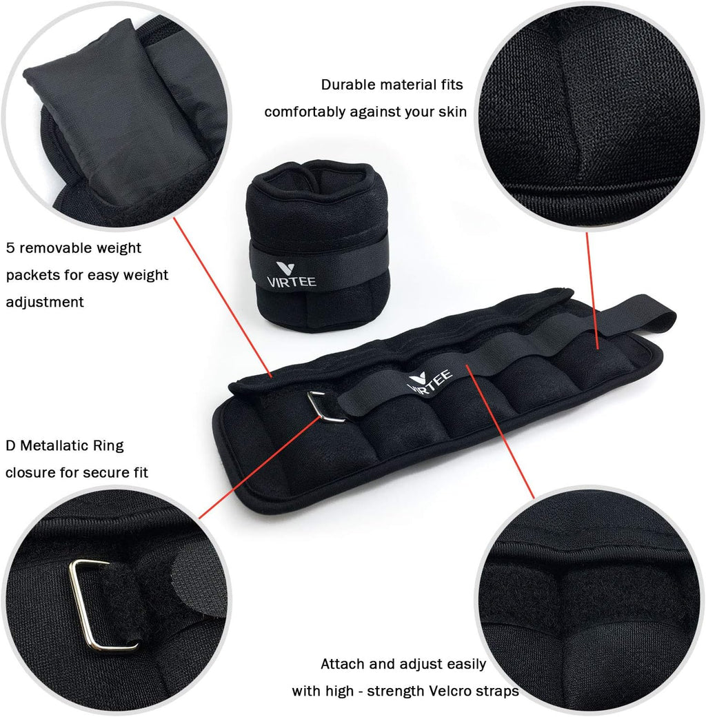 Adjustable Ankle Weights 1-3 Lbs Pair with Removable Weight for Men Women