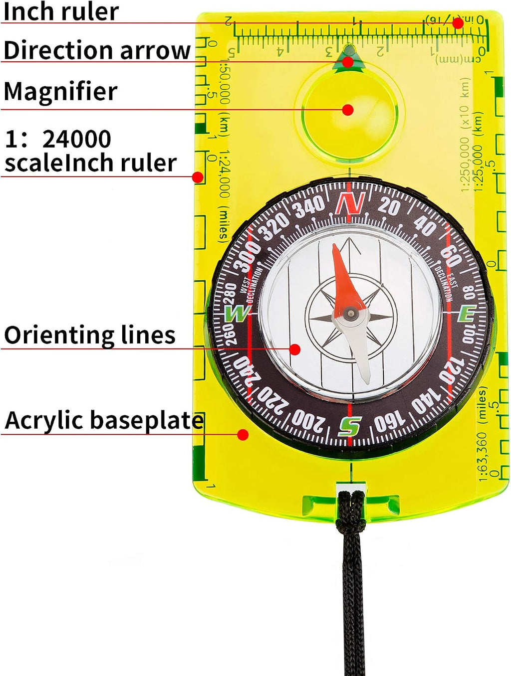 Gejoy 4 Pcs Orienteering Compass Advanced Scout Compass for Hiking