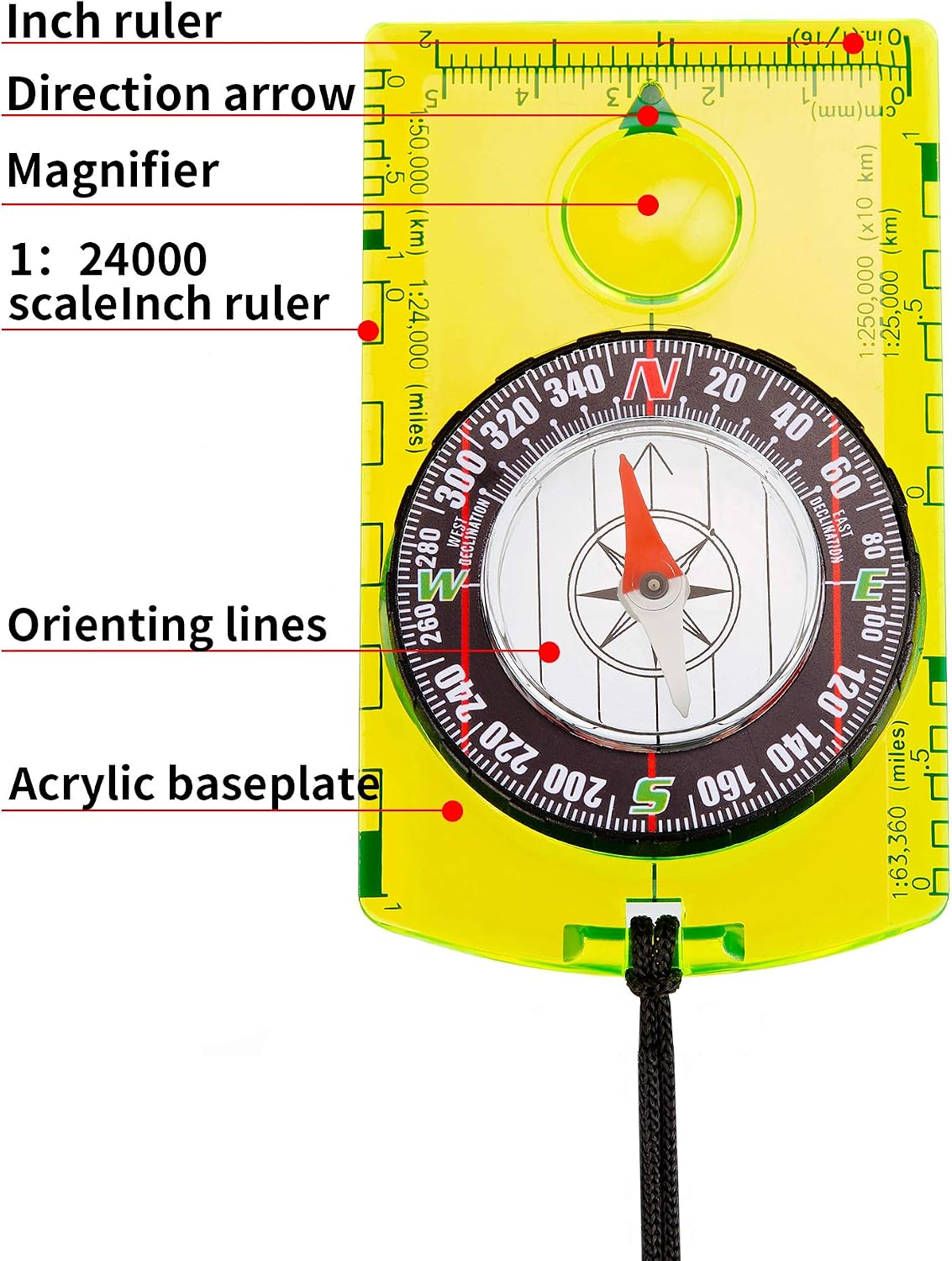 Gejoy 4 Pcs Orienteering Compass Advanced Scout Compass for Hiking